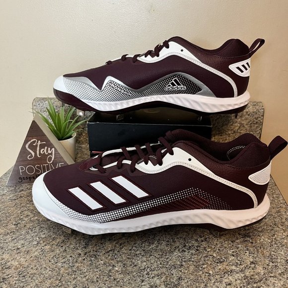Adidas Icon 6 Bounce‎ Metal Baseball Cleats Men\'s Size 14 Maroon White [FV9351] main image 6